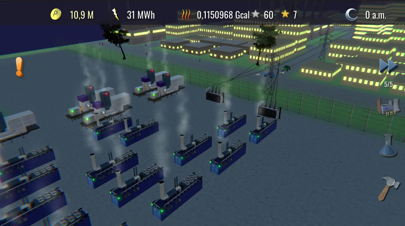 Gas generators running at night